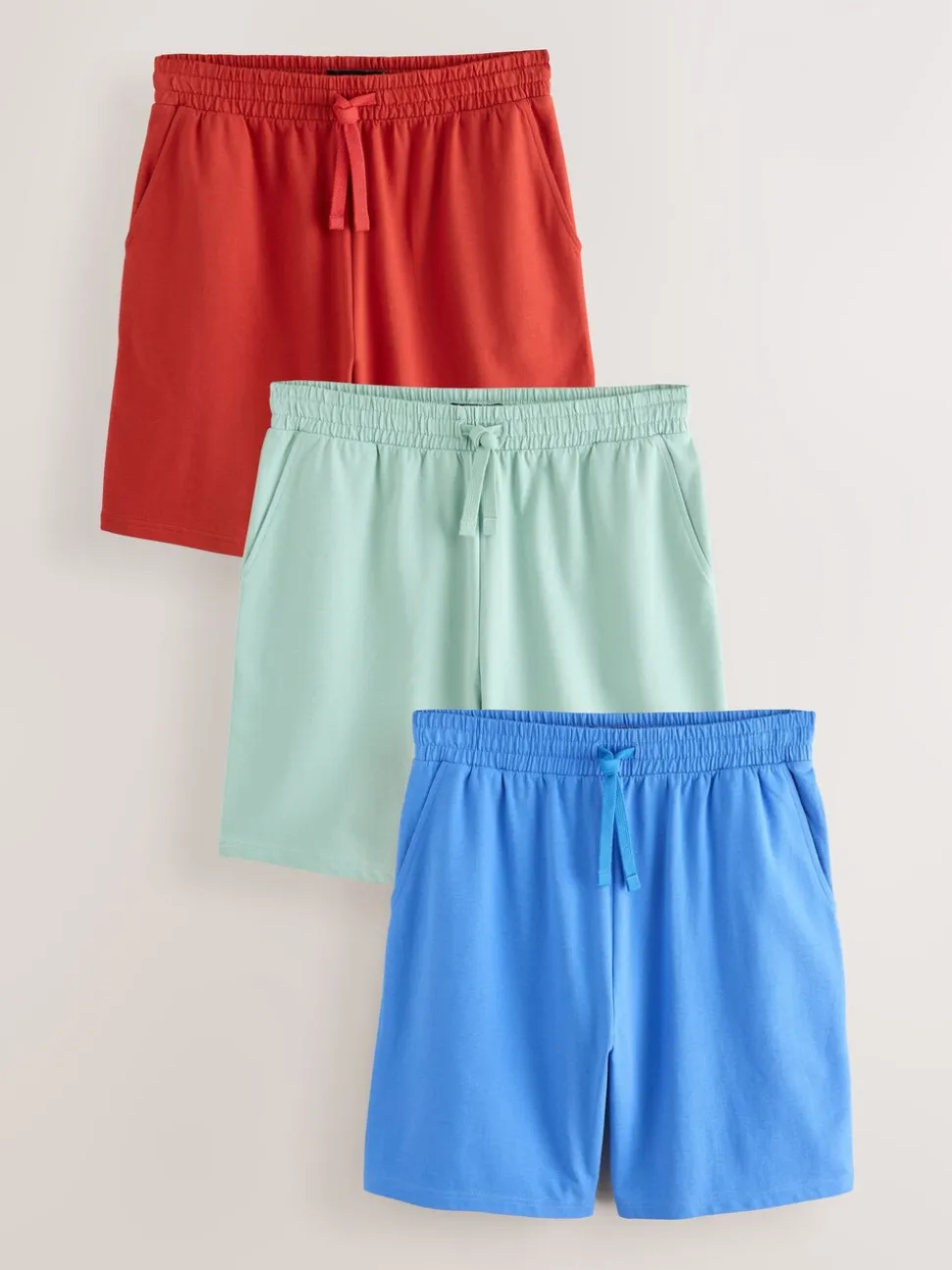 Navy Blue/Red Lightweight 100% Cotton Shorts 3 Pack