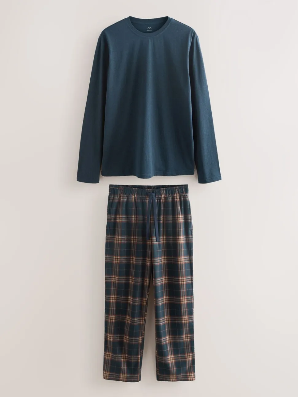 Navy Blue/Rust Motionflex Cosy Long Sleeve Pyjamas Set