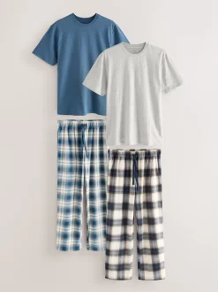 Navy Blue/Stone Motionflex Cosy Pyjamas Set 2 Pack