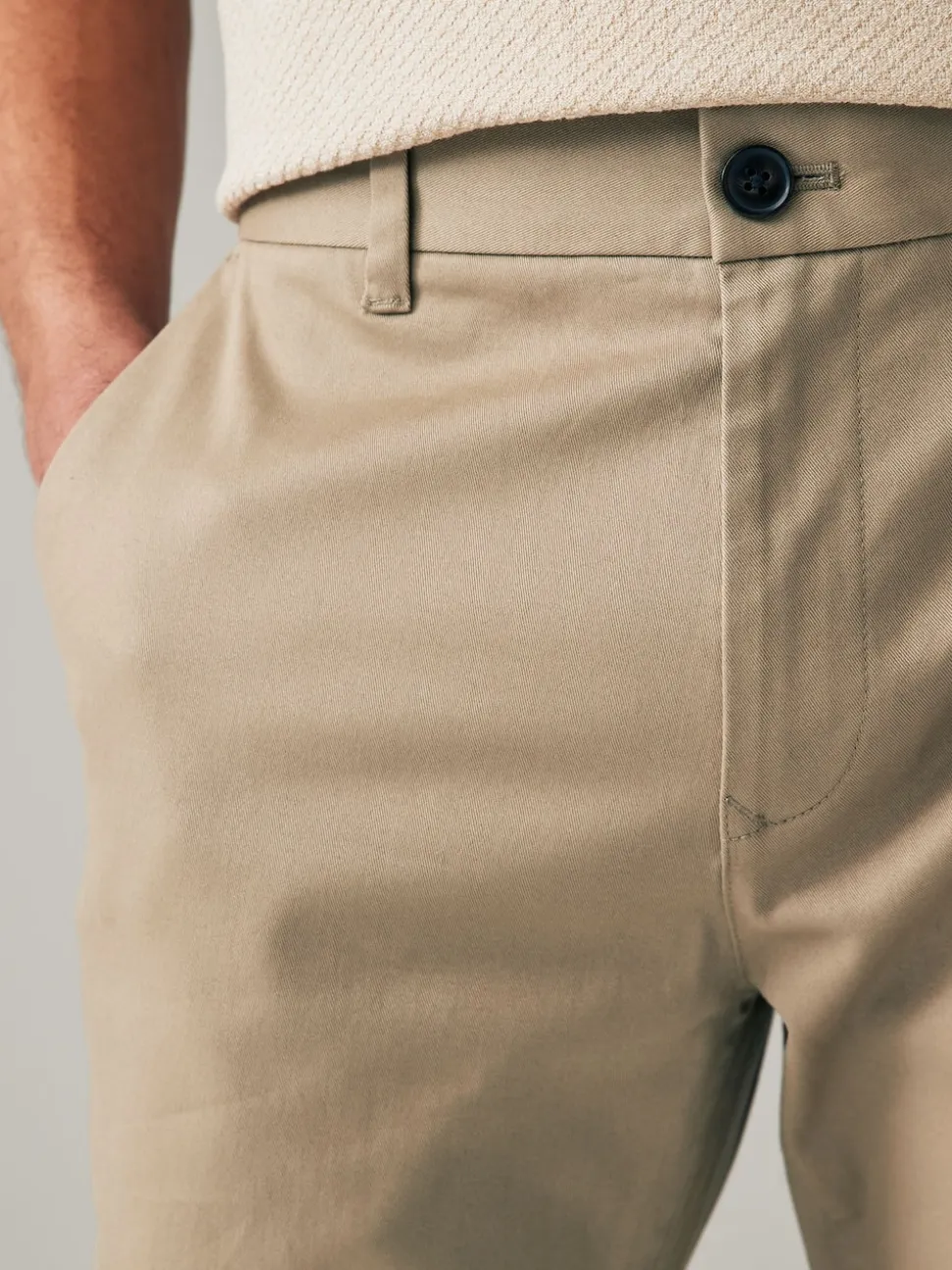 Navy Blue/Stone Slim Fit Stretch Chino Trousers 2 Pack