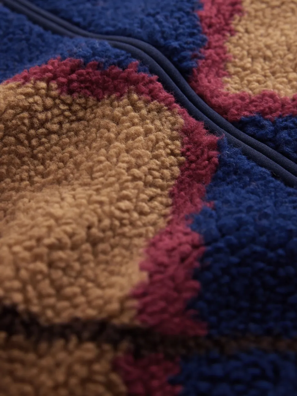 Navy Blue/Tan Brown Argyle Zip Through Printed Fleece