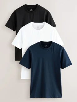 Navy Blue/White/Black Muscle Fit Essential T-Shirts 3 Pack