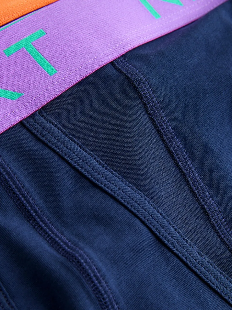 Navy Bright Contrast Colour Waistband A-Front Boxers 10 Pack