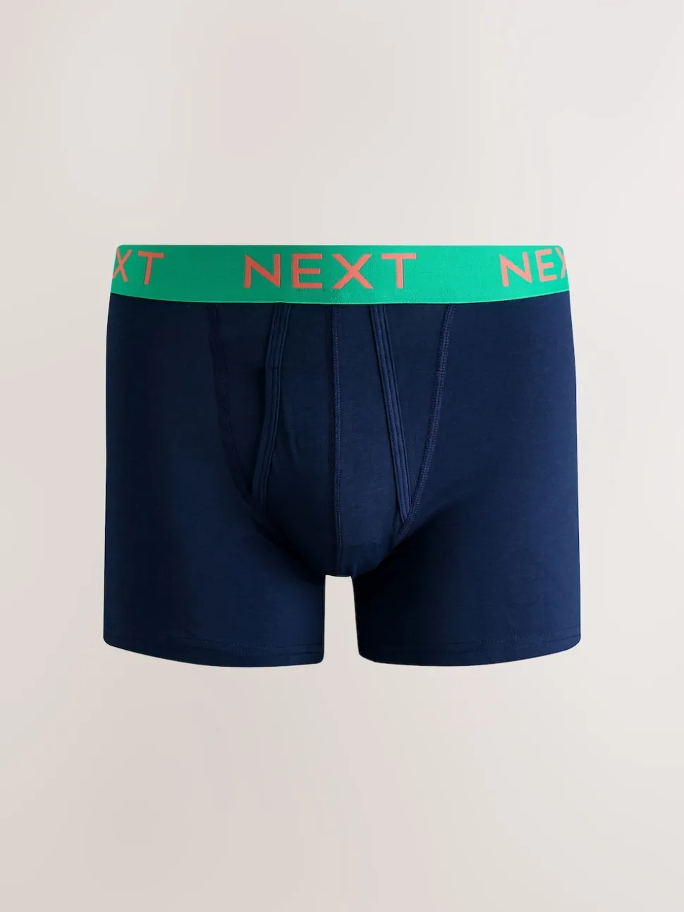 Navy Bright Contrast Colour Waistband A-Front Boxers 10 Pack