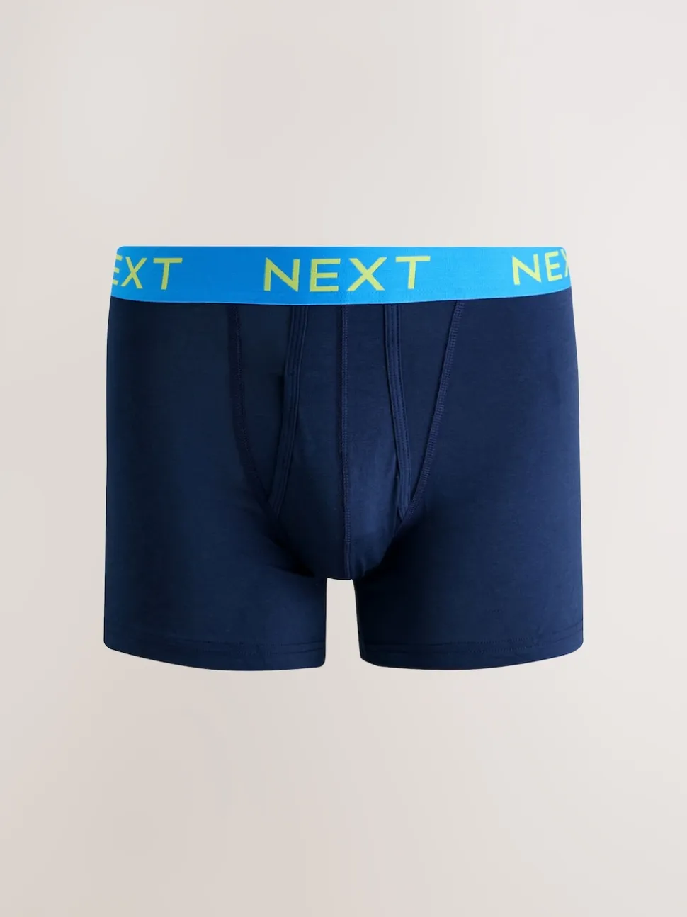 Navy Bright Contrast Colour Waistband A-Front Boxers 10 Pack