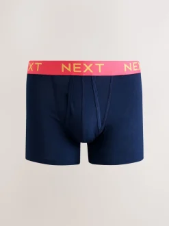Navy Bright Contrast Colour Waistband A-Front Boxers 10 Pack