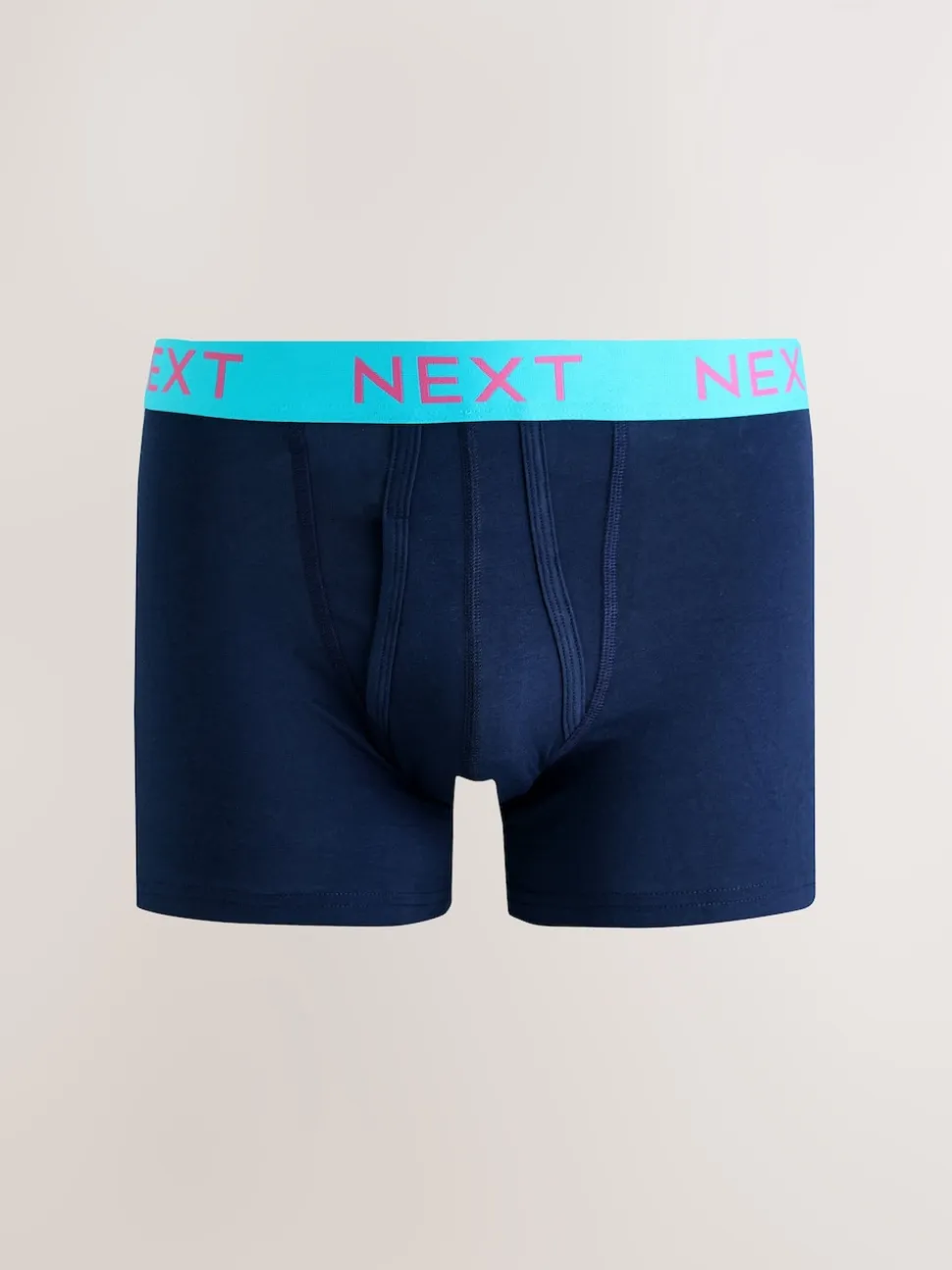 Navy Bright Contrast Colour Waistband A-Front Boxers 10 Pack