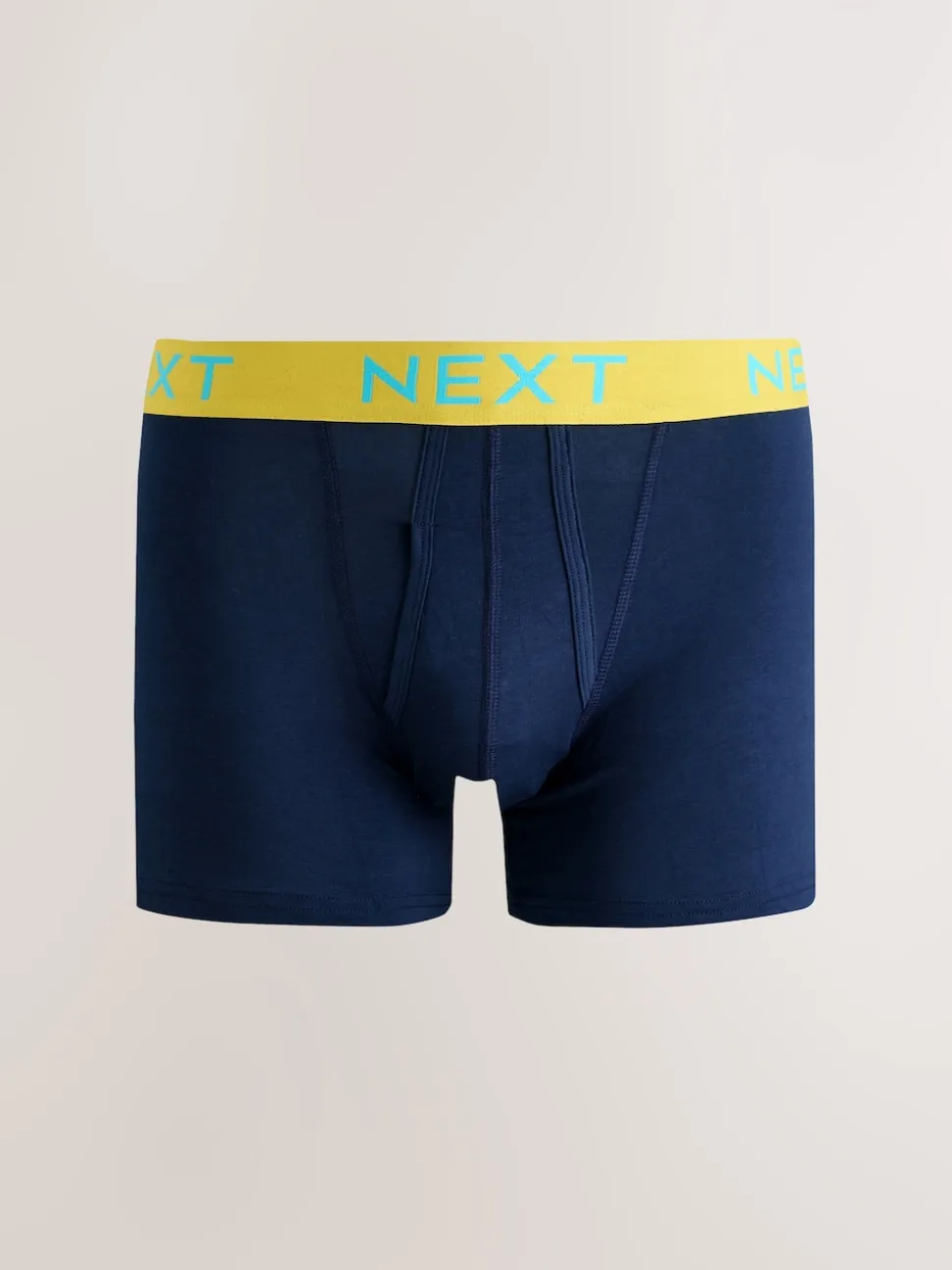 Navy Bright Contrast Colour Waistband A-Front Boxers 10 Pack