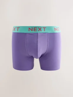 Navy Bright Purple/ Orange Waistbands 10 pack Cotton Rich Trunk Boxers