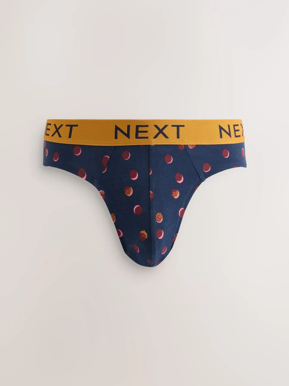 Navy Burgundy Spot Stripe 5 Pack Cotton Rich Briefs