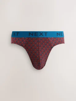 Navy Burgundy Spot Stripe 5 Pack Cotton Rich Briefs