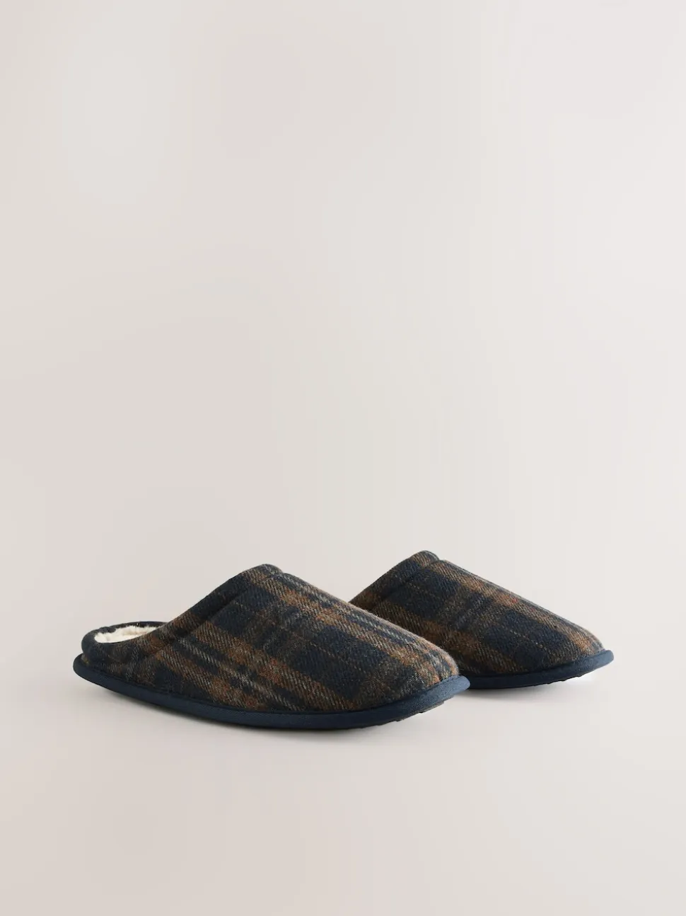 Navy Check Mule Slippers