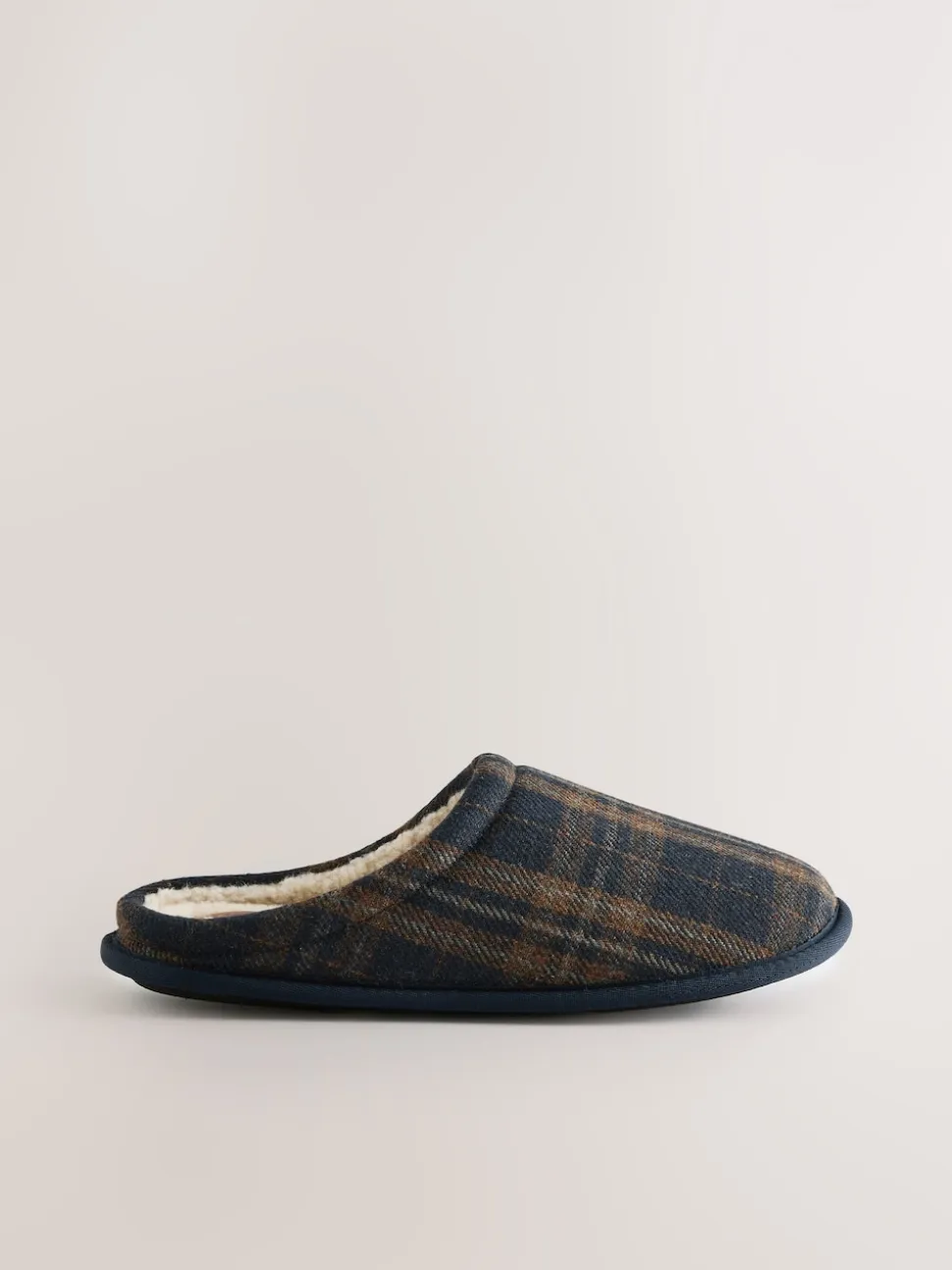 Navy Check Mule Slippers