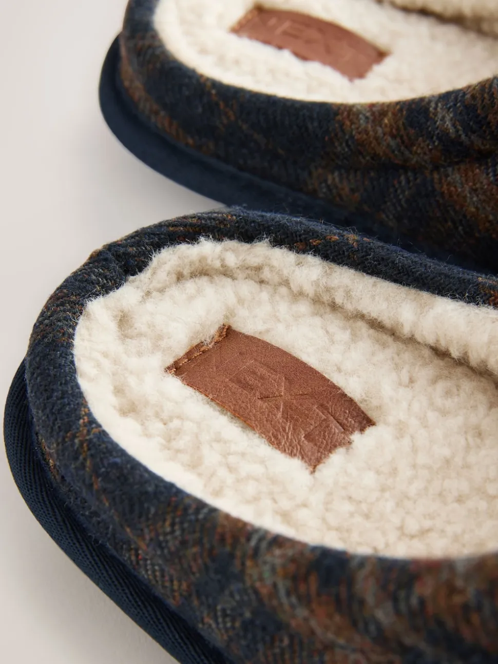Navy Check Mule Slippers