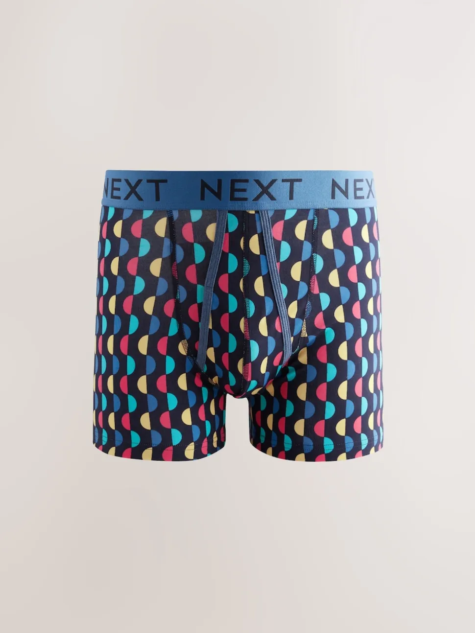 Navy Colour Pop Spot Stripe 10 pack A-Front Boxers