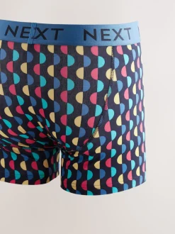 Navy Colour Pop Spot Stripe 10 pack A-Front Boxers