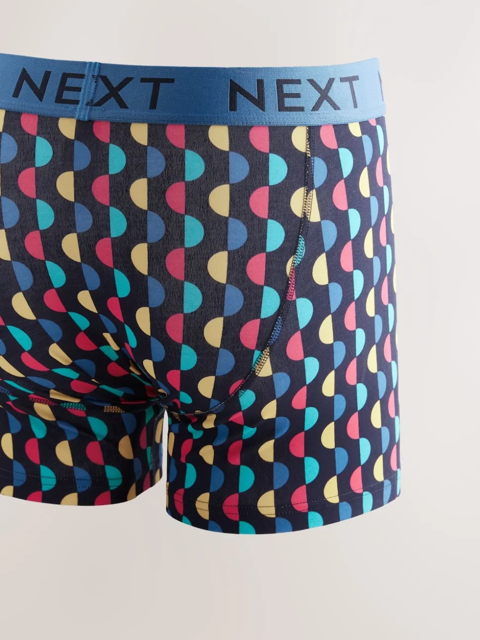 Navy Colour Pop Spot Stripe 10 pack A-Front Boxers