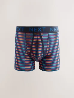 Navy Colour Pop Spot Stripe 10 pack A-Front Boxers