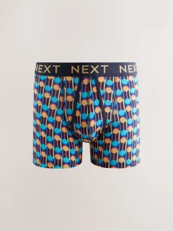 Navy Colour Pop Spot Stripe 10 pack A-Front Boxers
