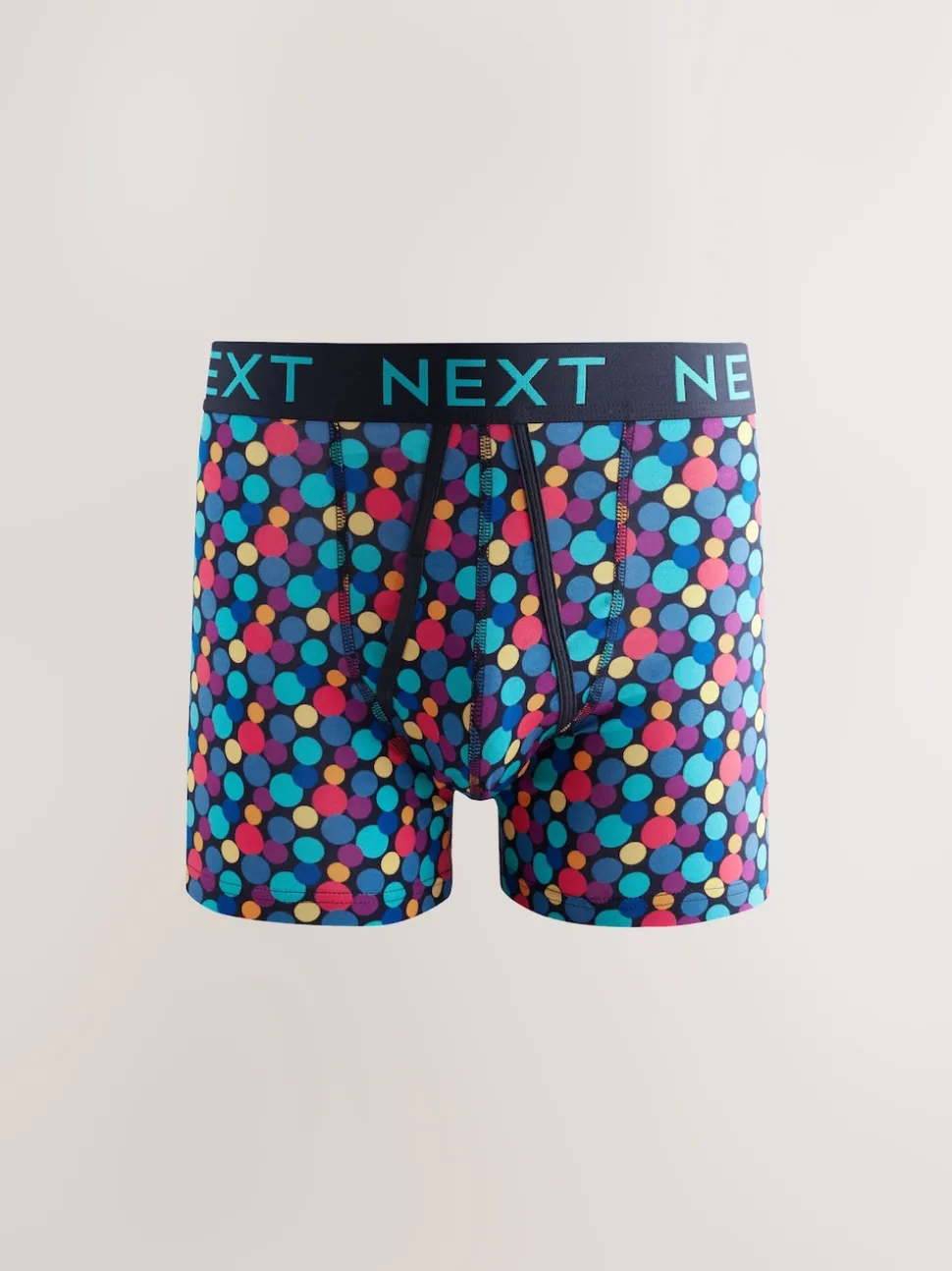Navy Colour Pop Spot Stripe 10 pack A-Front Boxers