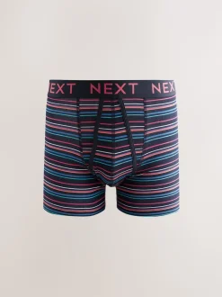 Navy Colour Pop Spot Stripe 10 pack A-Front Boxers