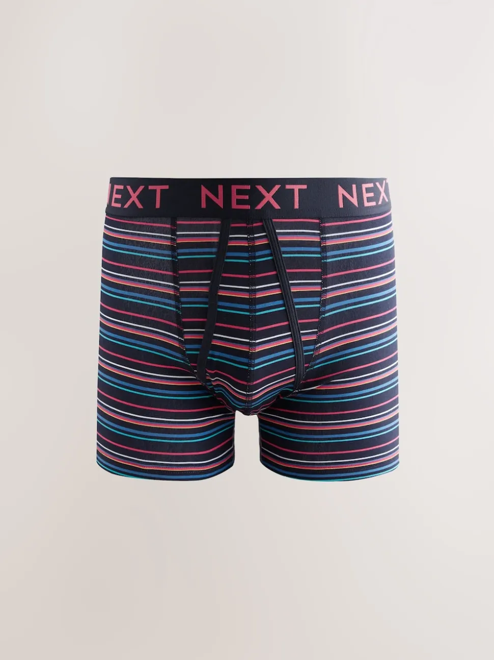 Navy Colour Pop Spot Stripe 10 pack A-Front Boxers
