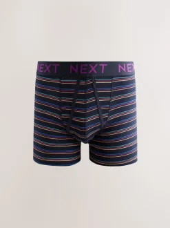 Navy Colour Pop Spot Stripe 10 pack A-Front Boxers