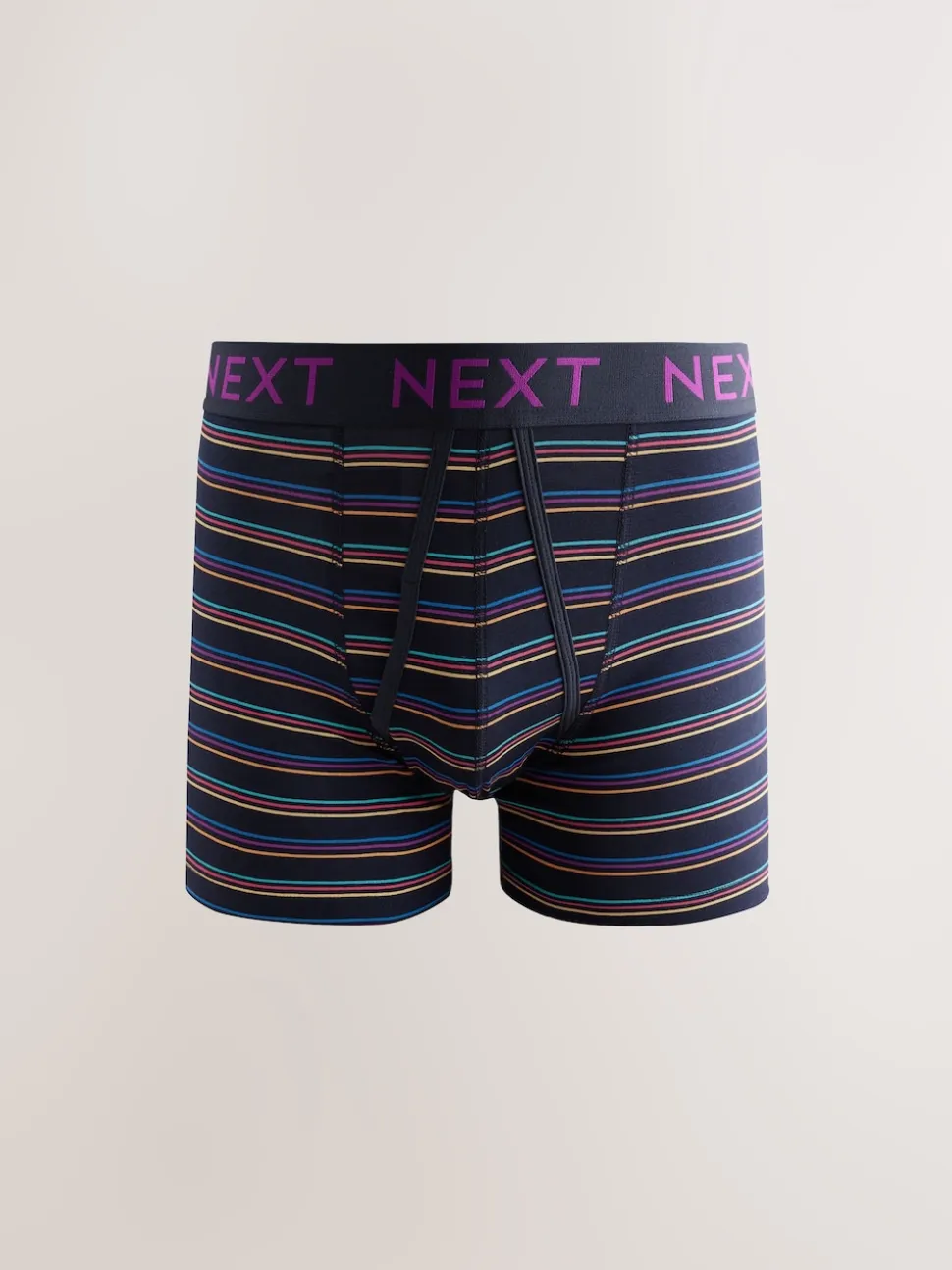 Navy Colour Pop Spot Stripe 10 pack A-Front Boxers