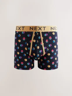 Navy Colour Pop Spot Stripe 10 pack A-Front Boxers