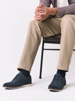 Navy Comfort Wedge Derby Shoes