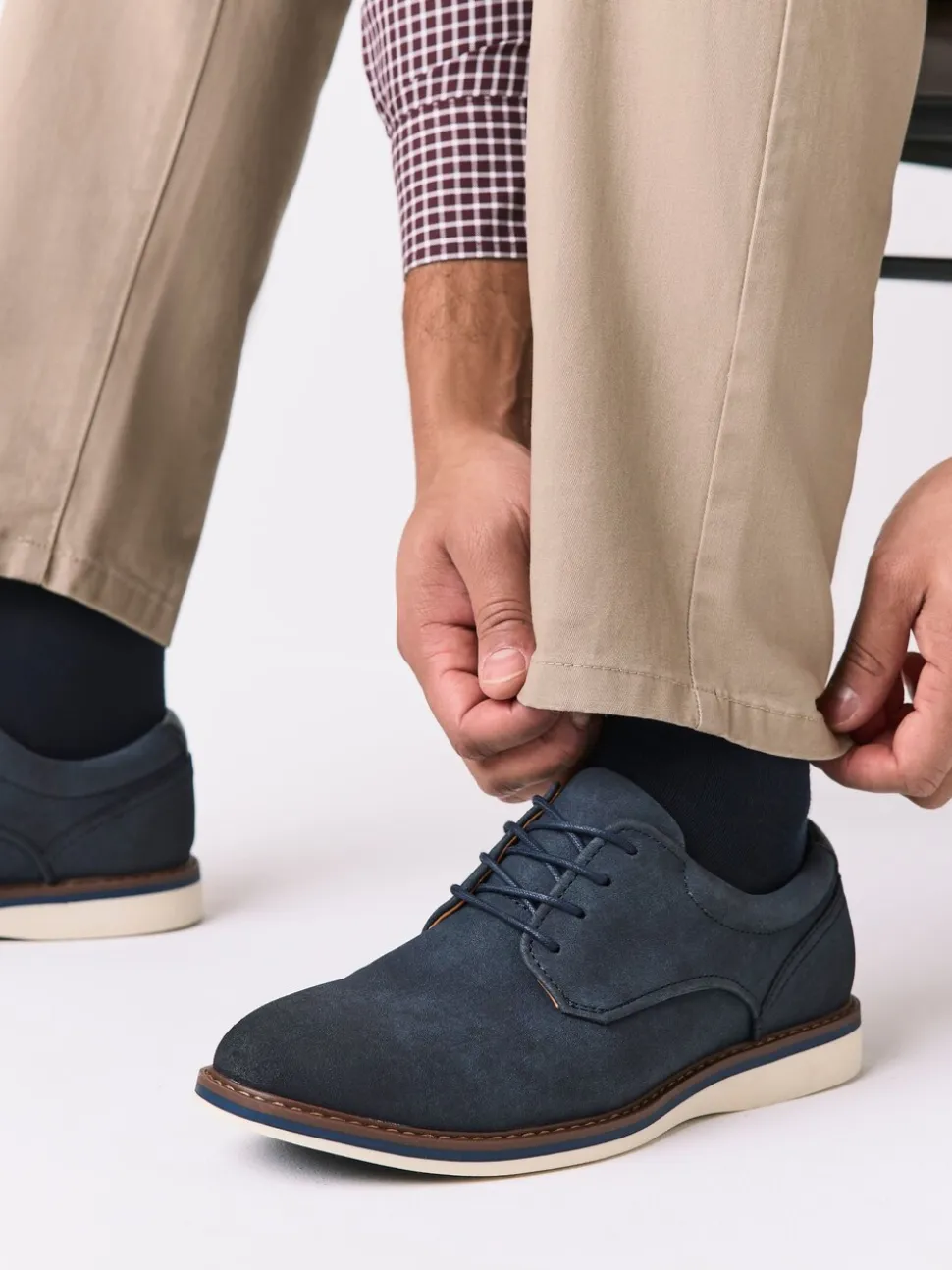 Navy Comfort Wedge Derby Shoes
