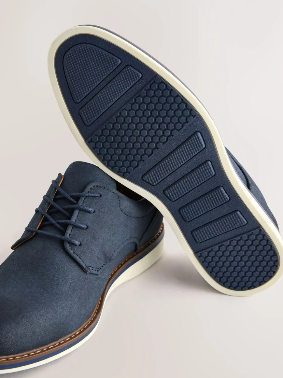 Navy Comfort Wedge Derby Shoes
