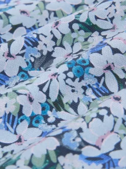 Navy Floral Cotton Rich Long Sleeve Formal Shirt