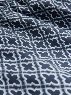 Navy Geometric Tile Printed Swim Shorts