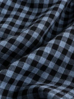 Navy Gingham Regular Fit Check Soft Touch 100% Cotton Smart Long Sleeve Shirt