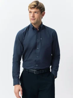 Navy/ Green Blackwatch Check Long Sleeve Oxford Shirts 2 Pack