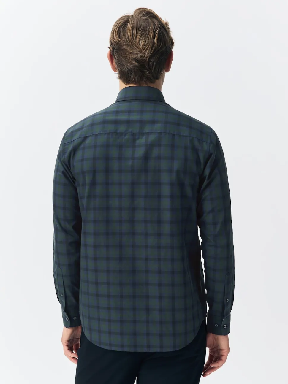 Navy/ Green Blackwatch Check Long Sleeve Oxford Shirts 2 Pack