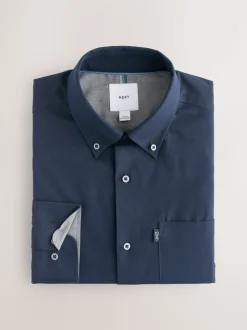 Navy/ Green Blackwatch Check Long Sleeve Oxford Shirts 2 Pack