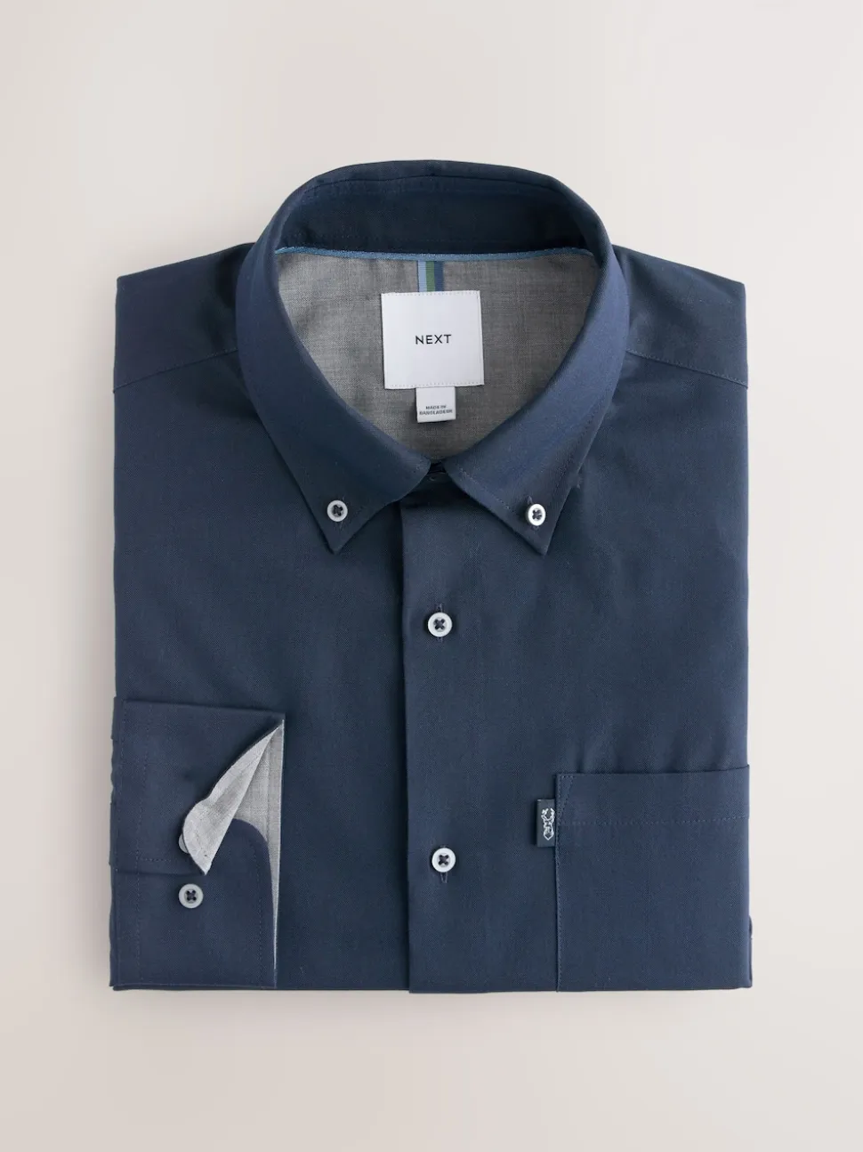 Navy/ Green Blackwatch Check Long Sleeve Oxford Shirts 2 Pack