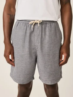 Navy Linen Blend Elasticated Waist Shorts