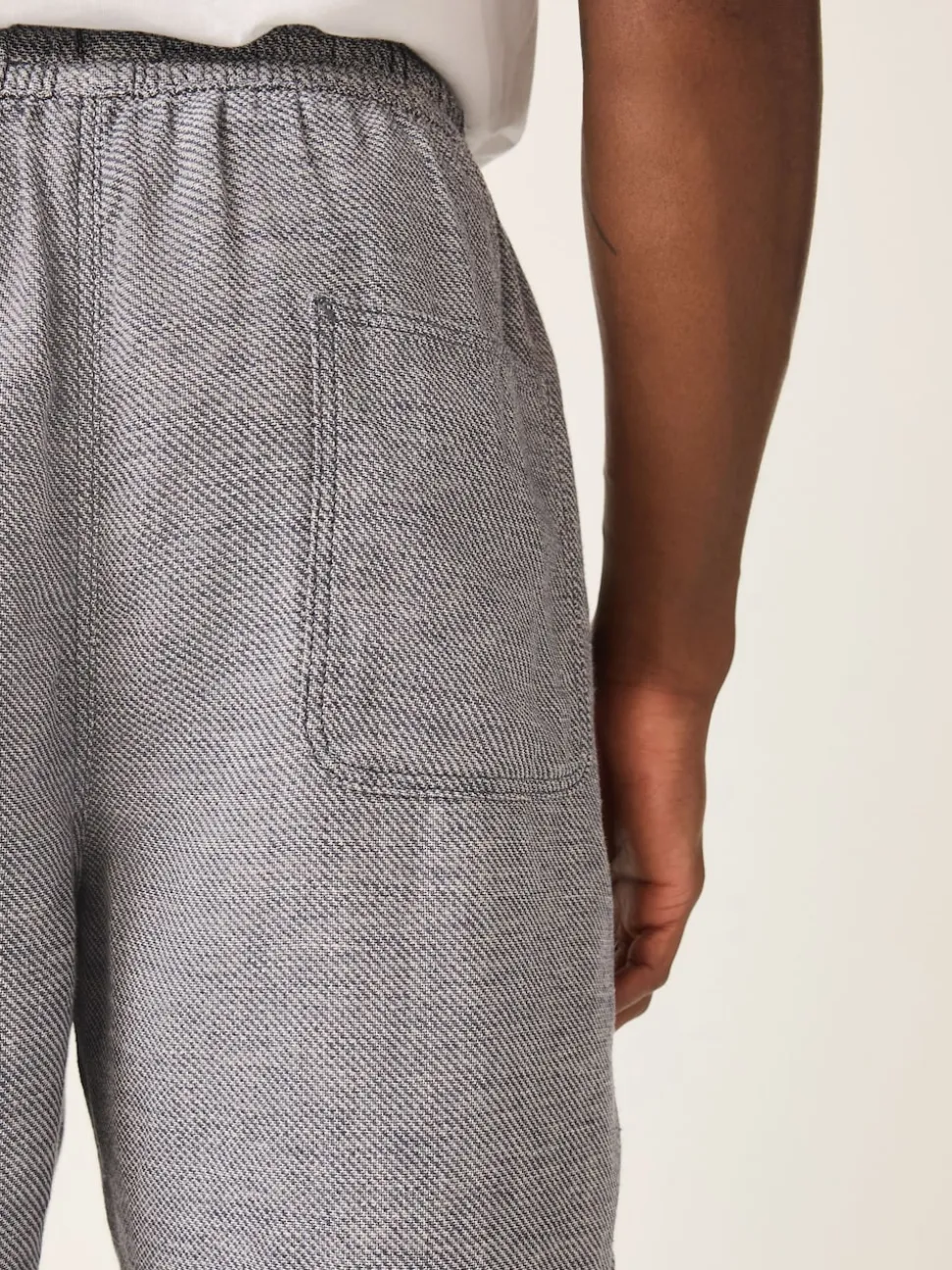Navy Linen Blend Elasticated Waist Shorts