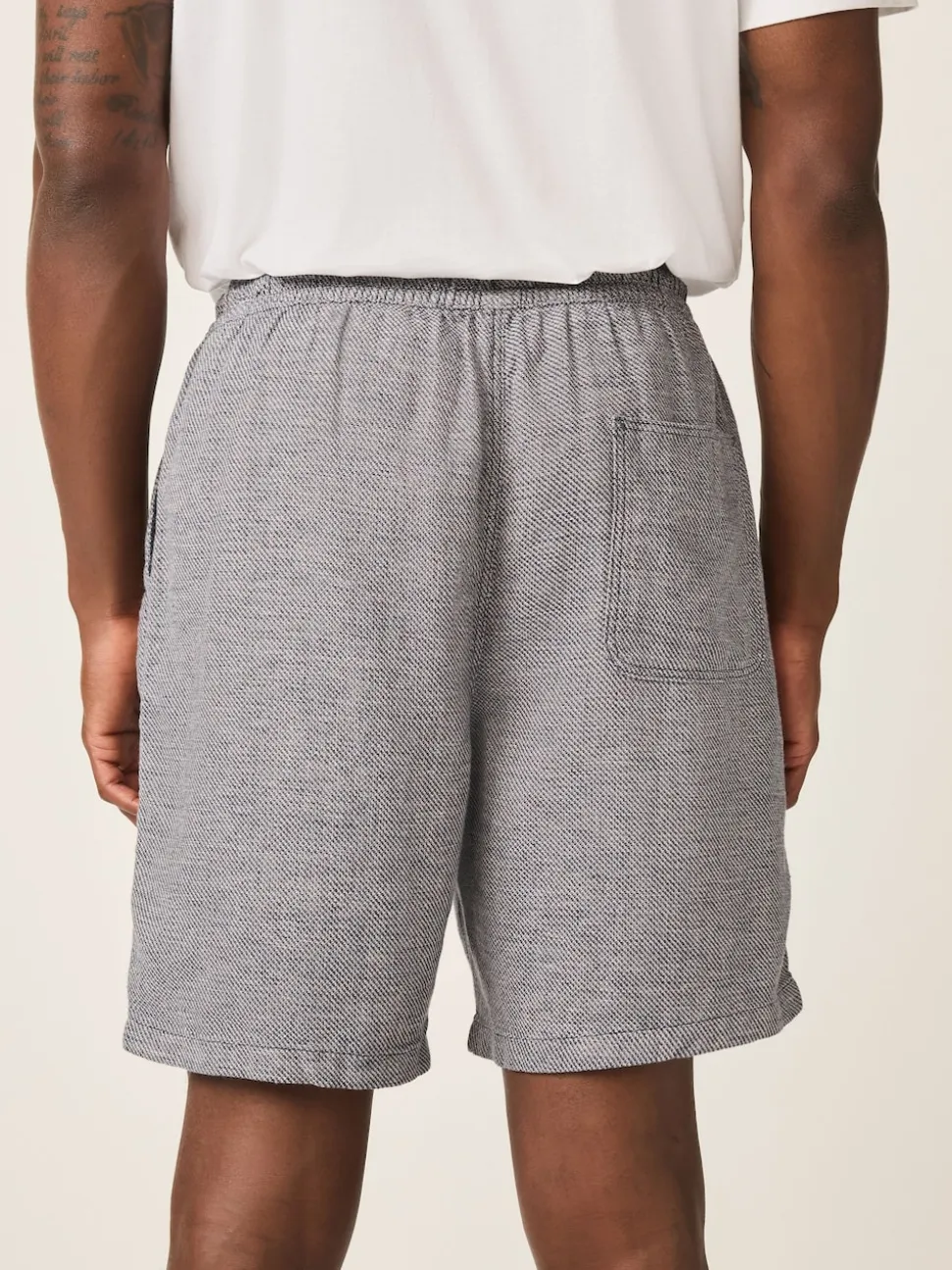 Navy Linen Blend Elasticated Waist Shorts