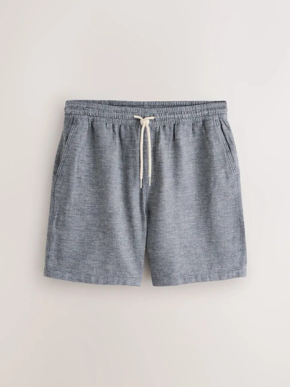 Navy Linen Blend Elasticated Waist Shorts