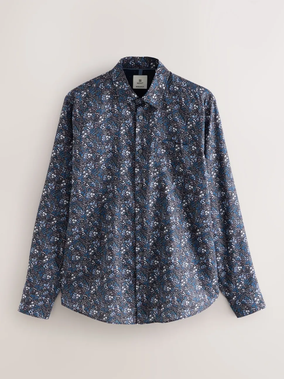Navy Meadow Floral Regular Fit Long Sleeve Print Shirt