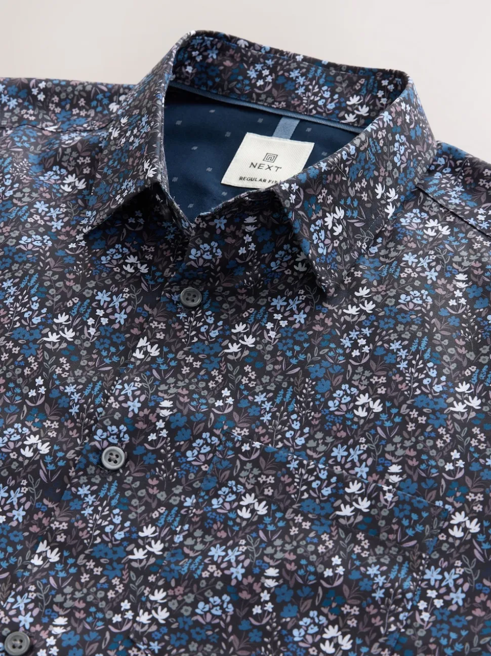 Navy Meadow Floral Regular Fit Long Sleeve Print Shirt