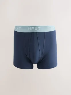 Navy Metallic Waistband Cotton Rich Trunk Boxers 10 Pack