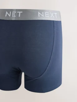 Navy Metallic Waistband Cotton Rich Trunk Boxers 10 Pack