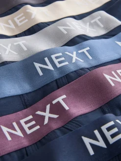 Navy Metallic Waistband Cotton Rich Trunk Boxers 10 Pack