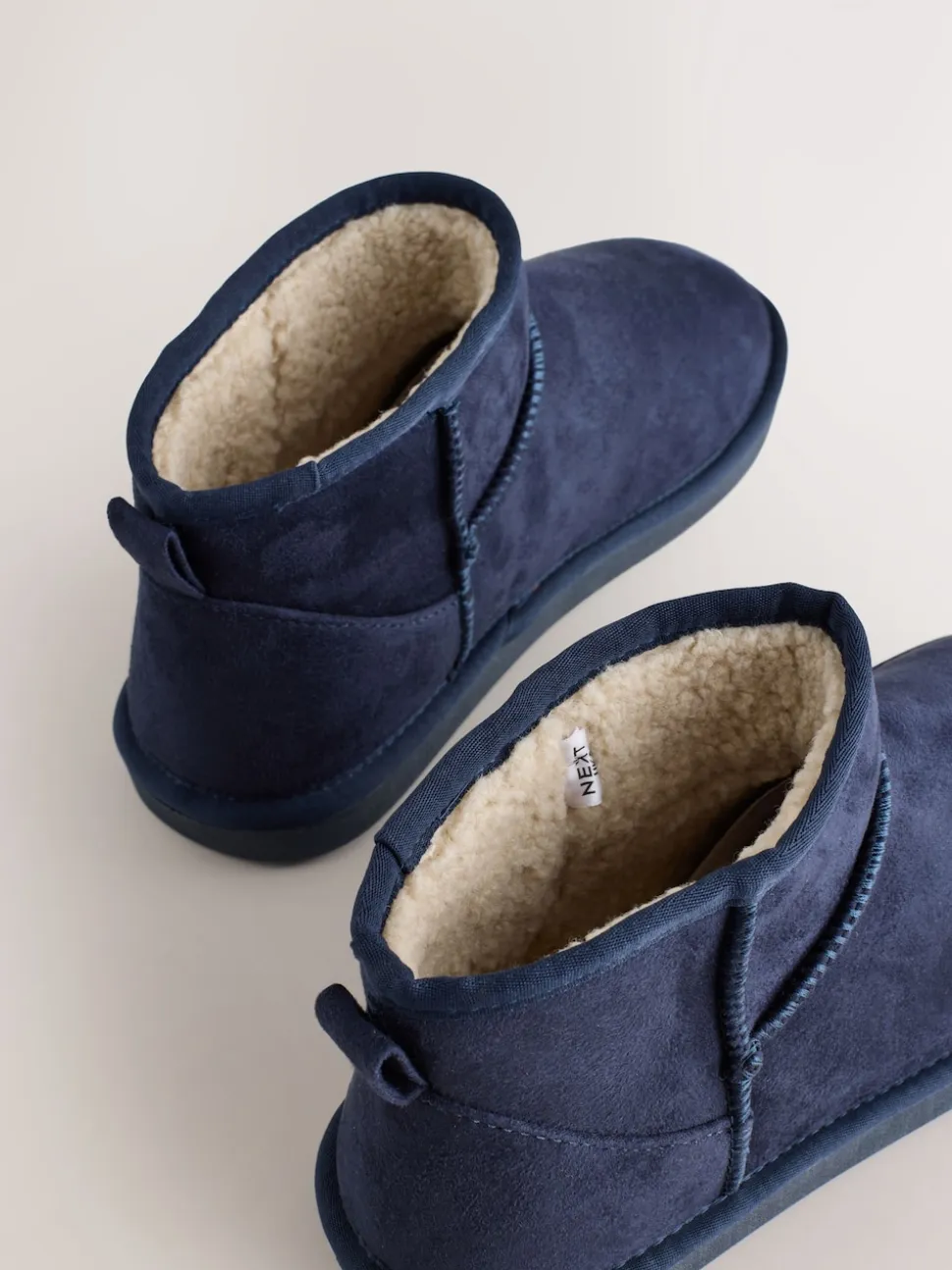 Navy Microsuede Boot Slippers
