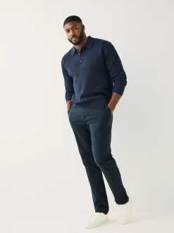 Navy Muscle Fit N.Premium Smart Cotton TENCEL™ Lyocell Blend Chinos With Comfort Waistband